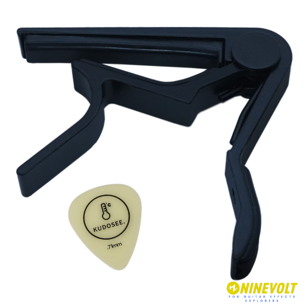 9℃ - Basic Capo For Guitar 厚みが選べるオリジナルピック付き | カポタスト エレキ・アコースティック・クラシックギター用【ゆうパケット対応可能】
