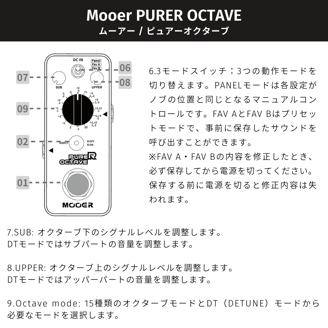 Mooer - PURER OCTAVE | オクターバー ピッチシフター ギター エフェクター