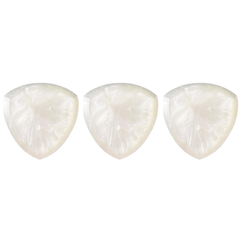 9℃ - レジン (樹脂) で作られた扱いやすい トライアングル (おにぎり型) ピック 3.0mm 3枚入り | Resin Tri Pick Chamfer Clear and Silver Small 3mm (RE-TC-N-CS-S-3.0) スモールサイズ 【ゆうパケット対応可能】