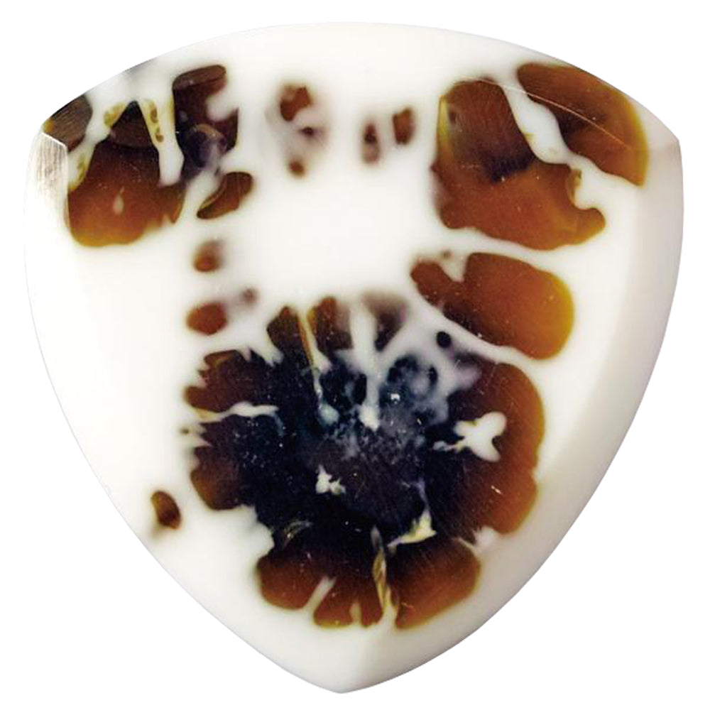 9℃ - レジン (樹脂) で作られた扱いやすい トライアングル (おにぎり型) ピック 3.0mm | Resin Tri Pick Chamfer White and Brown Small 3mm (RE-TC-N-WB-S-3.0) スモールサイズ 【ゆうパケット対応可能】