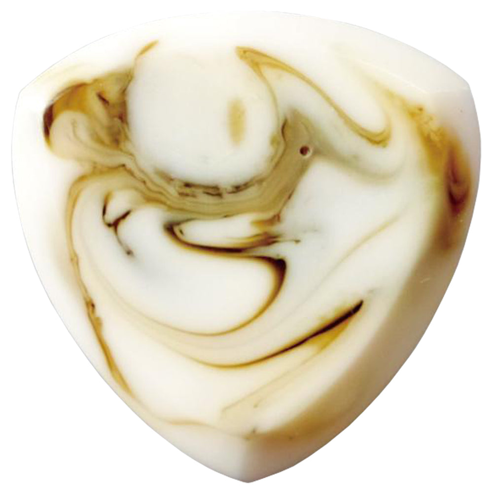 9℃ - レジン (樹脂) で作られた扱いやすい トライアングル (おにぎり型) ピック 3.0mm | Resin Tri Pick Chamfer White and Moss Green Small 3mm (RE-TC-N-WMG-S-3.0) スモールサイズ 【ゆうパケット対応可能】