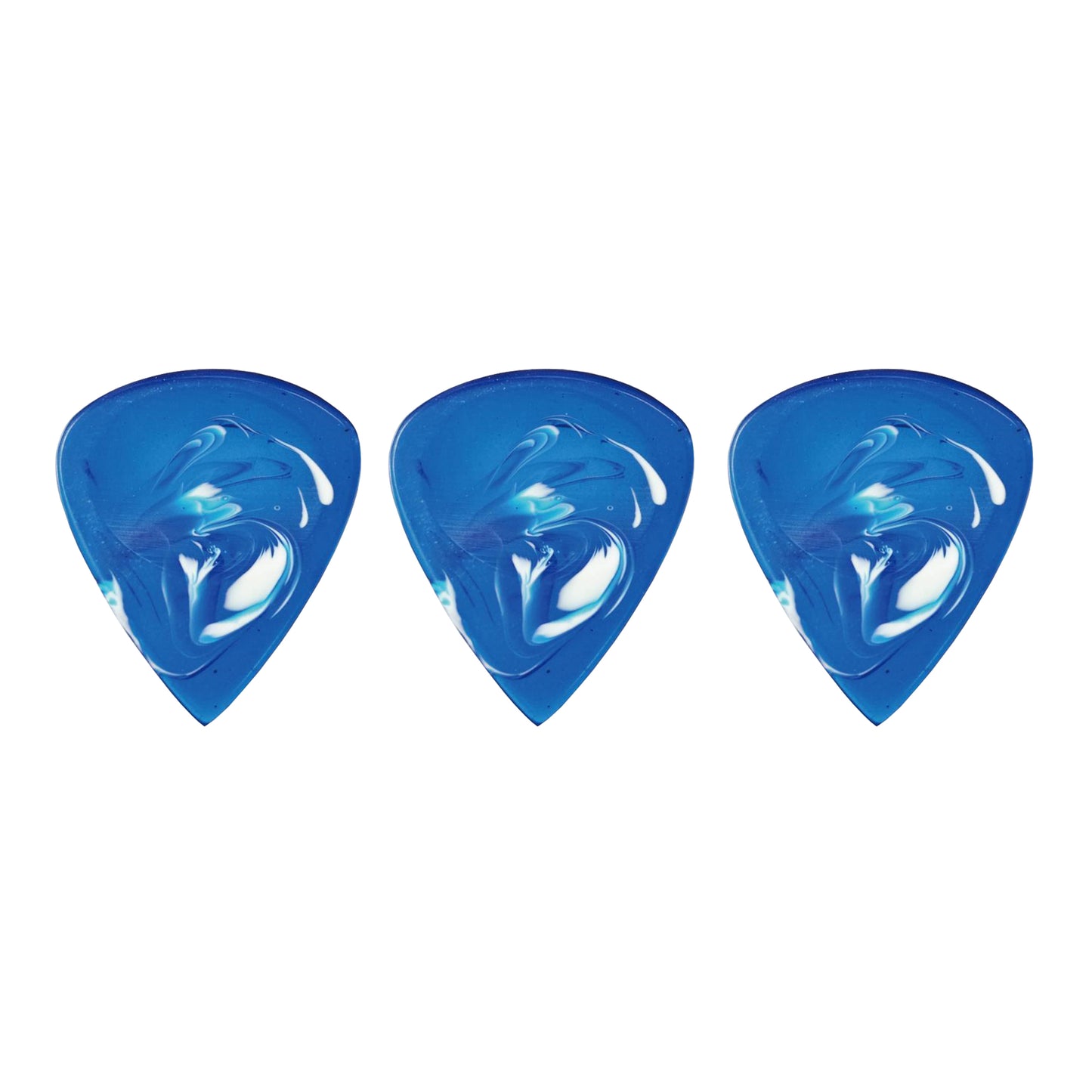 9℃ - レジン (樹脂) で作られた扱いやすい ティアドロップ ピック 2.5mm 片面くぼみ加工 3枚入り | Resin Tear Drop Dent Blue and White (RE-TD-D-BW-2.5)【ゆうパケット対応可能】