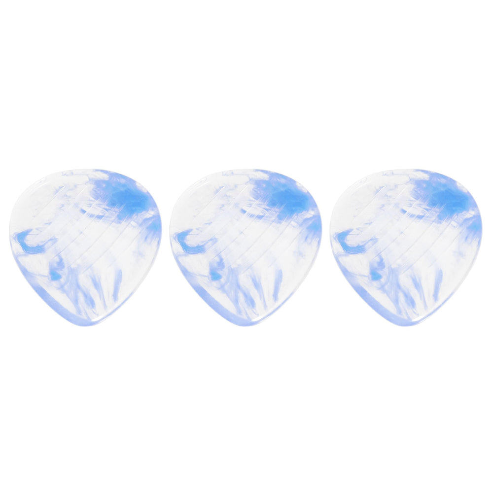 9℃ - レジン (樹脂) で作られた扱いやすい ティアドロップ ピック 3.0mm 片面くぼみ 滑り止め加工 3枚入り | Resin Tear Drop Dent Clear and Light Blue 3mm (RE-TD-D-CLB-3.0)【ゆうパケット対応可能】
