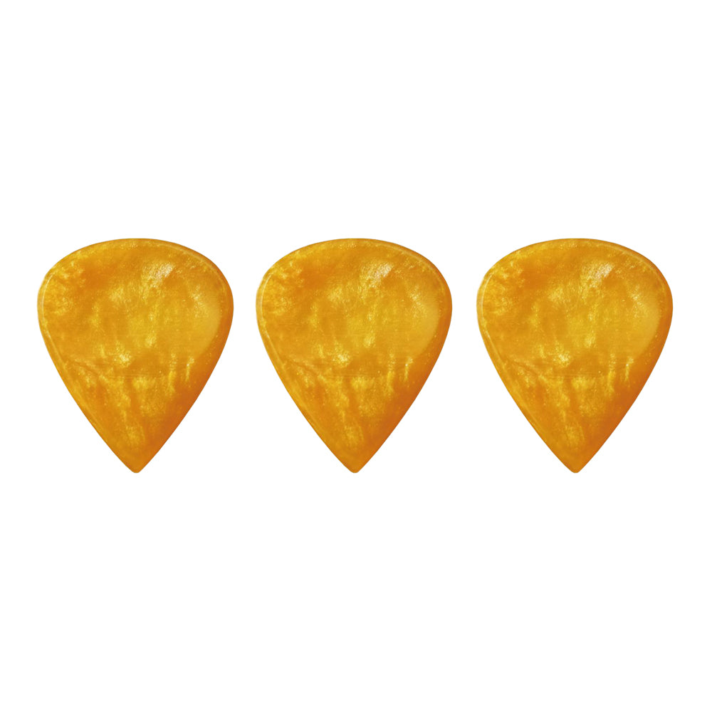 9℃ - レジン (樹脂) で作られた扱いやすい ティアドロップ ピック 3.0mm 片面くぼみ加工 3枚入り | Resin Tear Drop Dent Deep Yellow 3mm (RE-TD-D-DY-3.0)【ゆうパケット対応可能】
