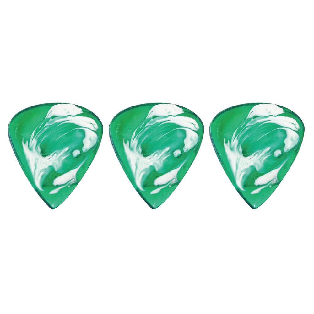 9℃ - レジン (樹脂) で作られた扱いやすい ティアドロップ ピック 3.0mm 両面くぼみ加工 3枚入り | Resin Tear Drop Double Dent Cool Green and White 3mm (RE-TD-DD-CGW-3.0)【ゆうパケット対応可能】