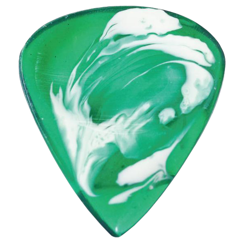 9℃ - レジン (樹脂) で作られた扱いやすい ティアドロップ ピック 3.0mm 両面くぼみ加工 | Resin Tear Drop Double Dent Cool Green and White 3mm (RE-TD-DD-CGW-3.0)【ゆうパケット対応可能】