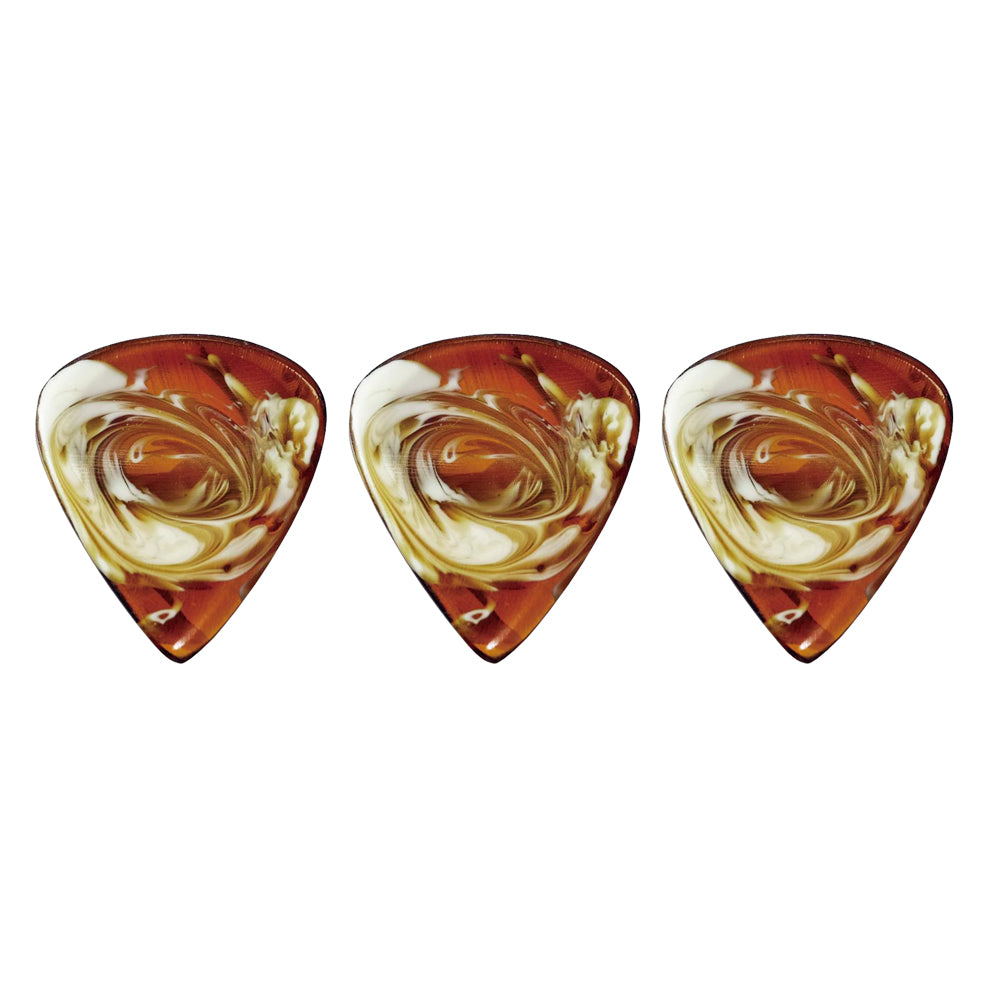 9℃ - レジン (樹脂) で作られた扱いやすい ティアドロップ ピック 3.0mm 両面くぼみ加工 3枚入り | Resin Tear Drop Double Dent Whisky and White 3mm (RE-TD-DD-WW-3.0)【ゆうパケット対応可能】