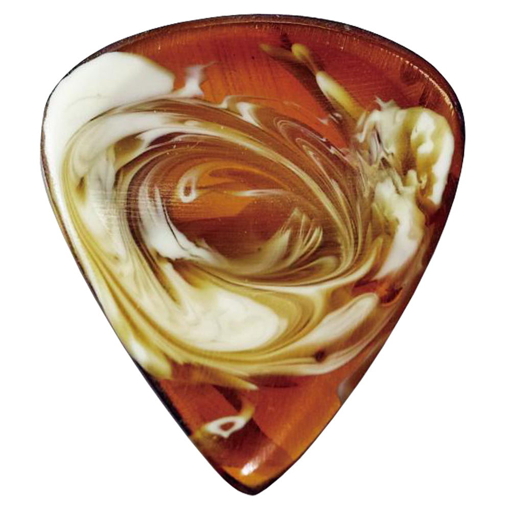 9℃ - レジン (樹脂) で作られた扱いやすい ティアドロップ ピック 3.0mm 両面くぼみ加工 | Resin Tear Drop Double Dent Whisky and White 3mm (RE-TD-DD-WW-3.0)【ゆうパケット対応可能】