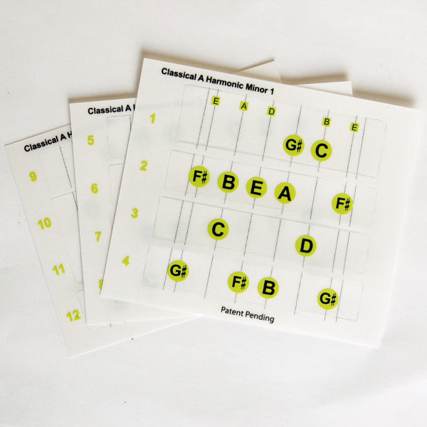 Fret Daddy - スケール教則シール 【メロディックマイナースケール (Aスケール クラシックギター用)】【ゆうパケット対応可能】