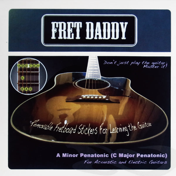 Fret Daddyスケール教則シール 【マイナーペンタトニックスケール(Aスケール)(エレキ/アコースティックギター用)】【ゆうパケット対応可能】