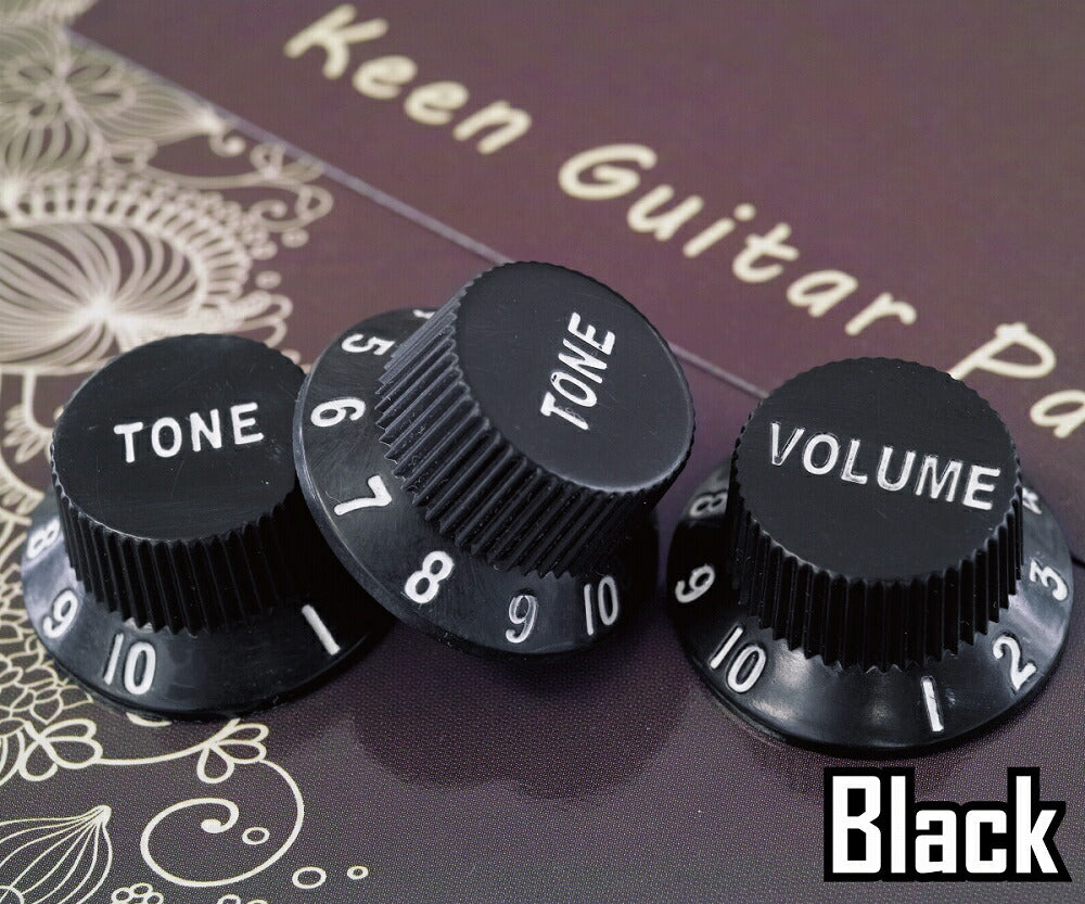 Keen Guitar Parts Factory ストラトキャスターノブ3点セット(Volumeノブ x1,Toneノブ x2)【ゆうパケット対応可能】