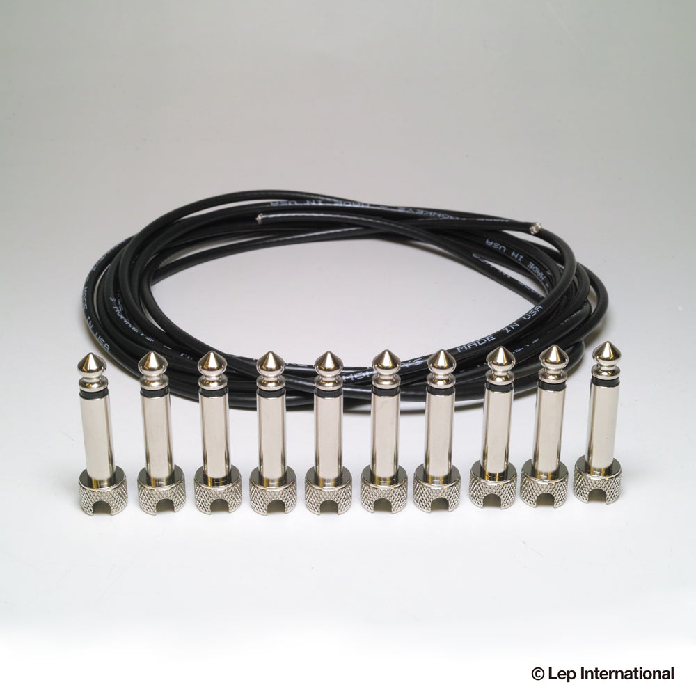 3 Monkeys Solderless - ソルダーレス パッチケーブルキット 1/4" Pedalboard Patch Cable Kit【ゆうパケット対応可能】切ってねじ込むだけの簡単キット | プラグ10個+ケーブル3m入り / LS (SL) 兼用 / はんだ不要 ソルダーフリー DCケーブル 自作キット