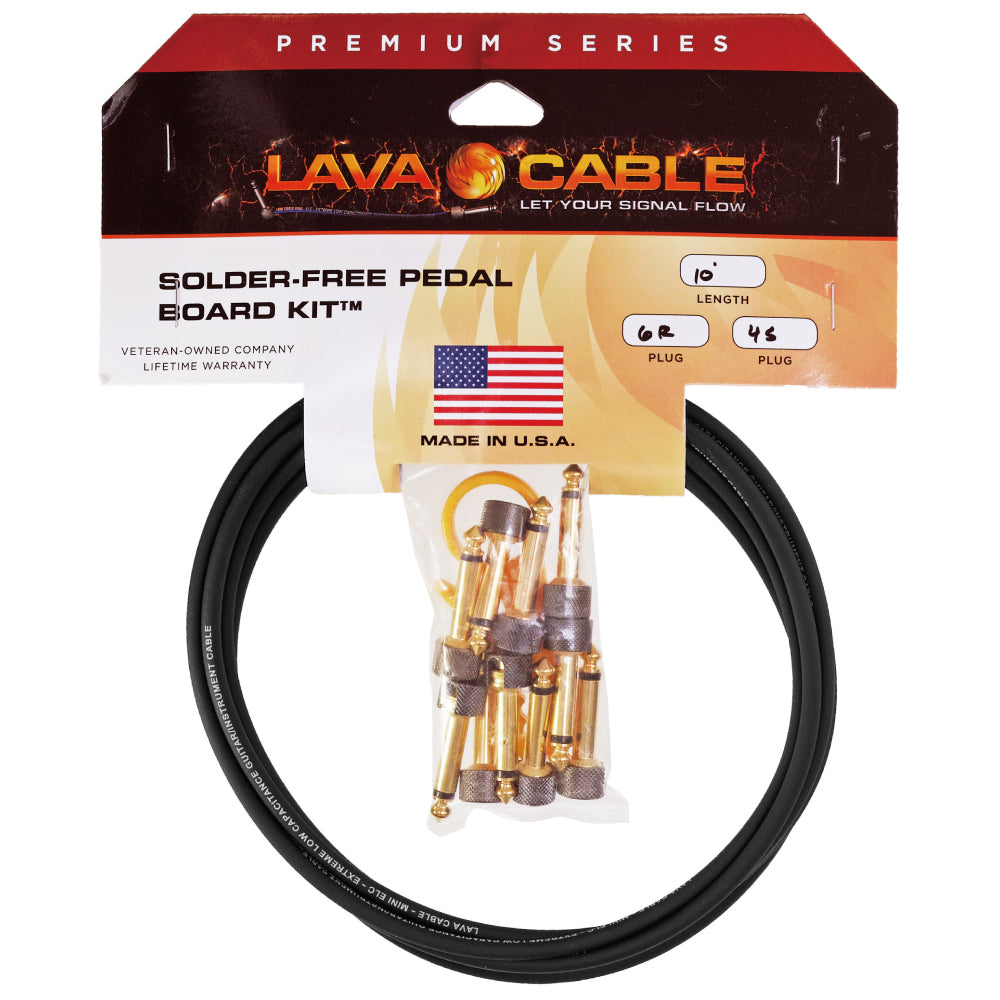 Lava Cable - Solder-Free Kit Gold/Black Plug L字プラグ×6・ストレートプラグ×4セット 【ゆうパケット対応可能】 | はんだ不要で簡単に作れるパッチケーブルキット! ソルダーレス ソルダーフリー