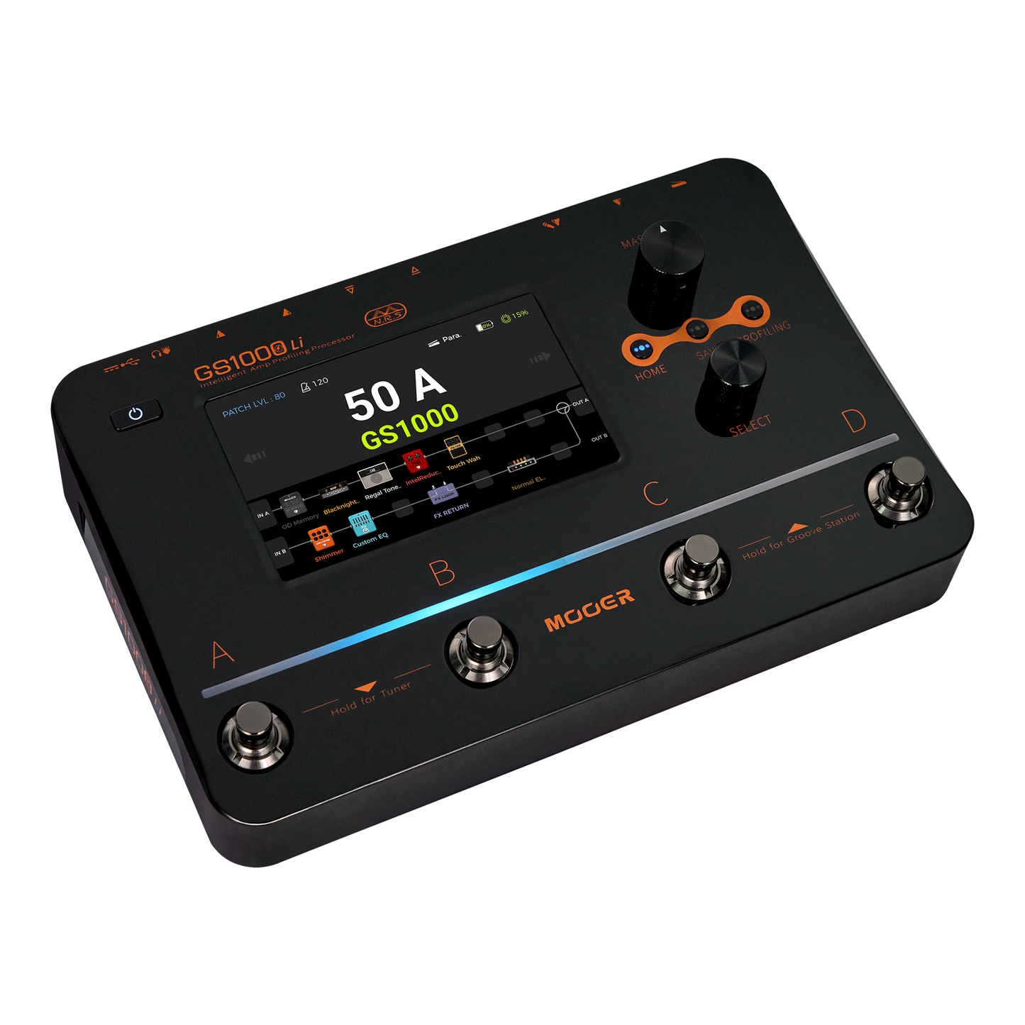 Mooer - GS1000 Li | マルチエフェクター プロファイラー タッチパネルディスプレイ AIイコライザー搭載 Bluetooth ギター エフェクター