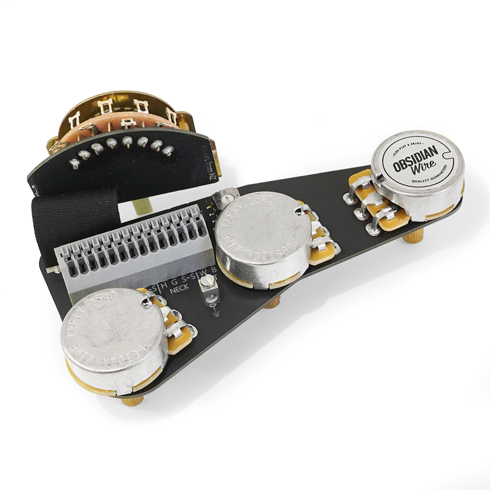 ObsidianWire - Universal Blender for LEFTY Strat | ギターパーツ ピックアップ HSS, HSH, SSS, HHH配列 ストラト 配線済みハーネス 左利き用