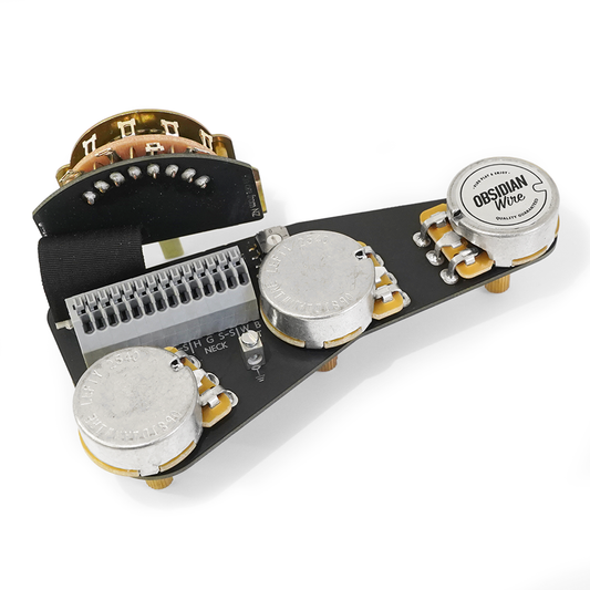 ObsidianWire - Universal Blender for LEFTY Strat | ギターパーツ ピックアップ HSS, HSH, SSS, HHH配列 ストラト 配線済みハーネス 左利き用