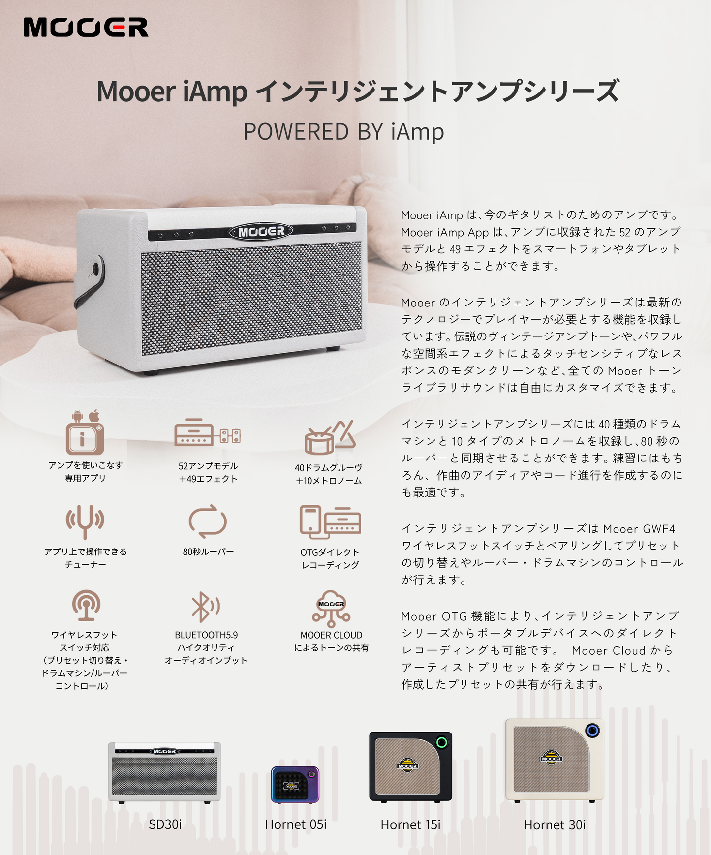 Mooer  Hornet 30i  / 30W コンボアンプ ギター アンプ デジタルモデリングアンプ